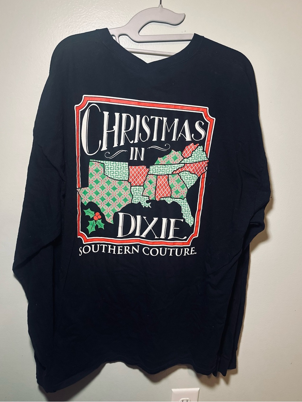 Southern Couture 3X Christmas in Dixie Long Sleeve Graphic Tee